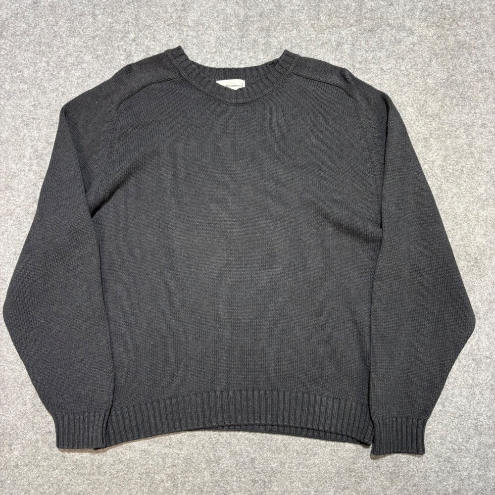 Knightsbridge Men XL Gray 100% Cotton Crewneck Knit Sweater Charcoal Long Sleeve